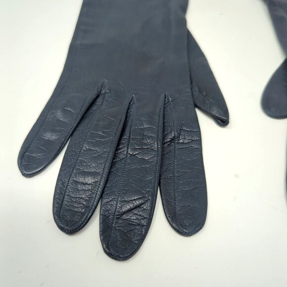 Vintage Roger Fare Gloves X Small 6.5 Blue Leather France - Picture 2 of 9